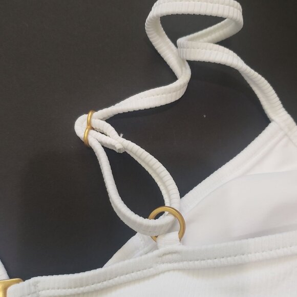 L*Space LSPACE Ribbed Helena Bikini Top Size XS White Adjustable Straps & V Wire - Picture 12 of 16